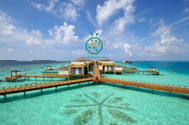 synthetic thatched roof for Maldives overwater bungalows