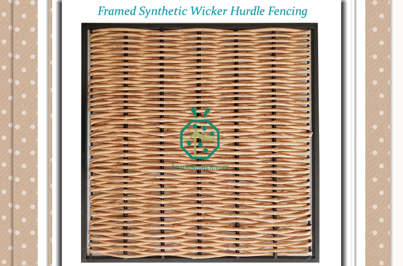 Framed plastic wicker willow hurdle fencing
