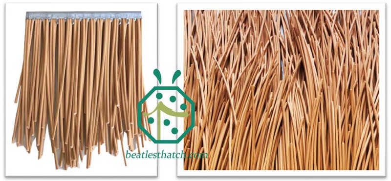 Irregular edge synthetic reed thatch roof panels and the flat roof effect