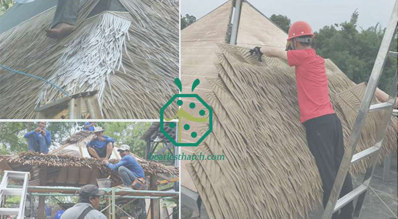 DIY synthetic thatch roof installation for gazebo, tiki hut, palapa, bungalow and cottage