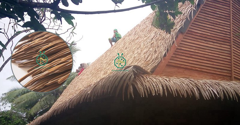 Materiales de techo de paja de palma sintética utilizados para bahay kubo, cobertizo de jardín, cabaña tiki, cabaña nipa, barbacoa, casa de playa, cenador, construcción de bungalows