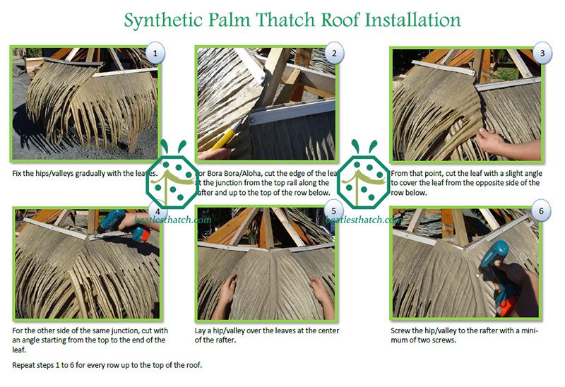 Pasos de instalación para paneles de techo de paja de hoja de palma sintética