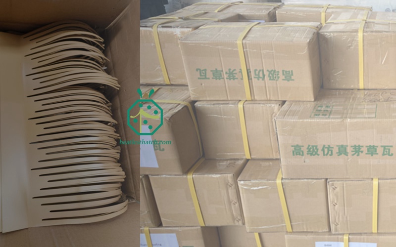 Embalaje de paneles de paja de aluminio del proveedor de techo de paja artificial de China