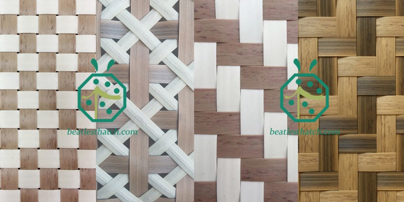 Some artificial lauhala woven wall matting designs for waterfront resort hotel interior decoration