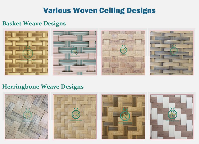 Artificial lauhala woven panels for barn wall and ceiling cover