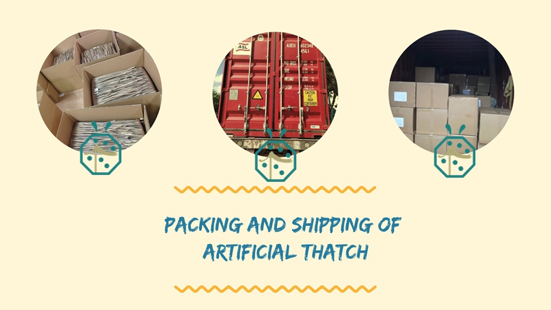 Container loading of artificial thatch roof tiles in China Container loading of artificial thatch roof tiles in China