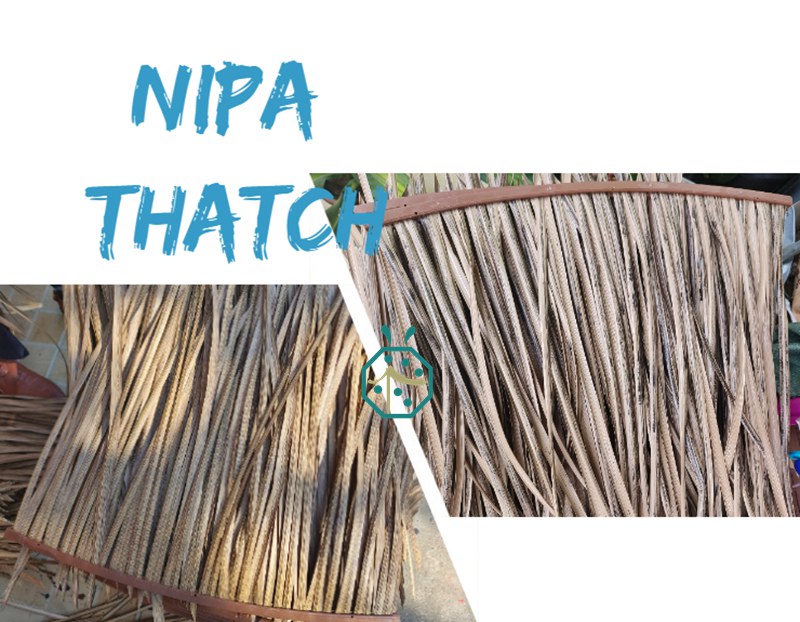 synthetic nipa thatch roof for resort hotel bahay kubo in Palawan Island, Philippines