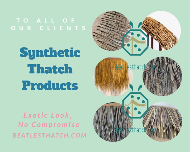 Synthetic Mexican Palm Thatch Roof Panels For Palapa, Bohio, Gazebo Construction