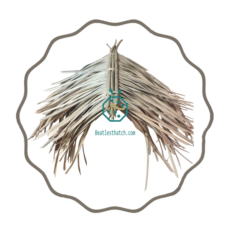 Artificial thatched roof ridge tile for tiki hut corner construction