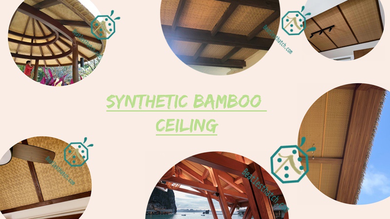 Plastic bamboo skin woven panel used for the wall and ceiling design of tiki hut restaurant Plastic bamboo skin woven panel used for the wall and ceiling design of tiki hut restaurant
