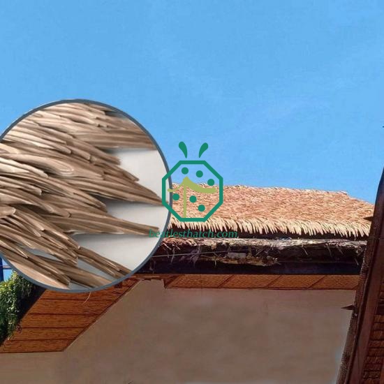  Decoración de plástico con techo de paja de polietileno  decorativo, pabellón artificial, cobertizo de hierba, casa de madera, paja  decorativa, PVC para granja, imitación de paja (tamaño 8 piezas) : Todo