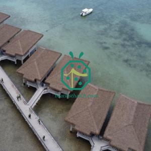 Hotel Villa Thatch Roof Renovation by Fire Resistant Synthetic Cadjad Thatch Roof Tiles