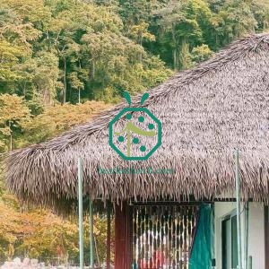 Reemplazo de techo de bungalow sobre el agua con paja artificial Cadjan
