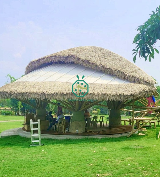 Techo de nipa sintética para el patio de la granja ecológica del parque ecológico en Filipinas