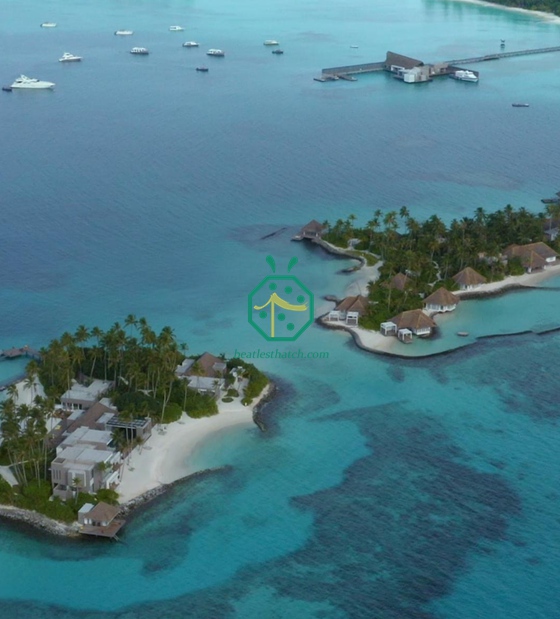 Bungalow Island Water Villa con techo de paja artificial