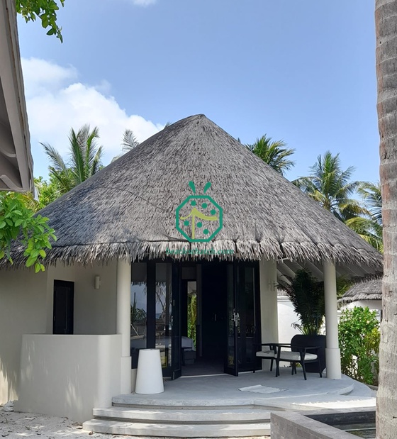 Maqueta de villa en Maldives Resort Beach con techo de paja sintética Cadjan