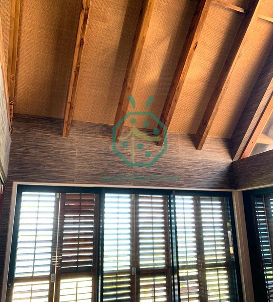 estera tejida de bambú artificial Para proyecto de decoración de techo en fiji