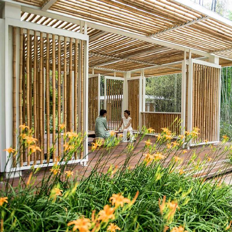 diseño de postes de bambú del paisaje del jardín oculto de bambú de luhu
