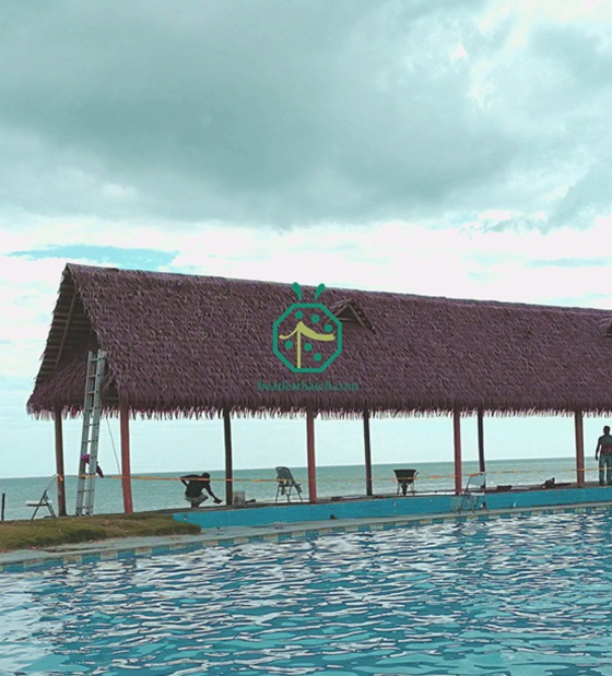 Techo de paja sintética para la piscina de la playa de Panamá
