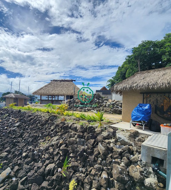 Construcción de una casa en la isla de Fiji con paneles de paja de palma sintética